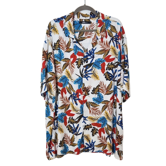 Fashion Nova Men's Colorful Tropical Leaf Print Hawaiian Shirt Size XXXL - Picture 1 of 9